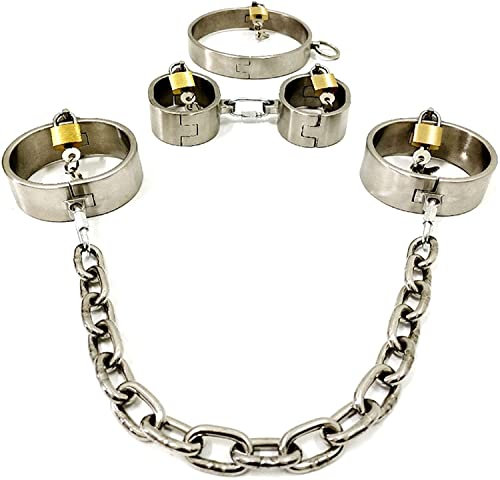 ROLOL Handschellen Bett Fesseln (Fußfesseln) Halsband Edelstahl 304, 3 Stück/Satz SM Restraint -Handschellen (Color : Male)