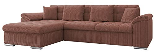 Mirjan24 Ecksofa Diana Cord, Eckcouch mit Bettkasten und Schlaffunktion, Elegante Couch, Polsterecke Sofa, Couchgarnitur, L-Form Schlafsofa, Farbauswahl (Poso 29, Seite: Links)
