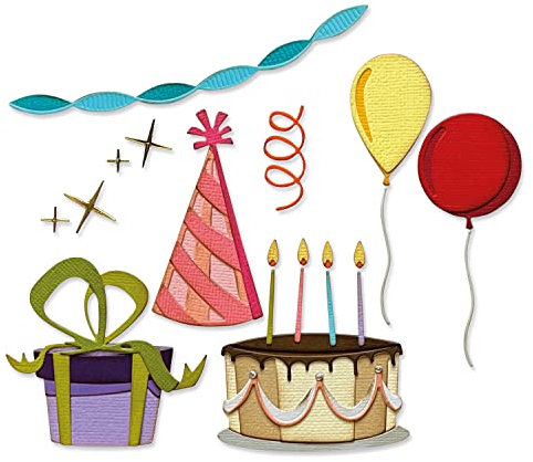 Sizzix Set Stück Thinlits Stanzschablonen Celebrate Colorize von Tim Holtz, 32 teilig, 666285, Papier, Multi-colour, One Size