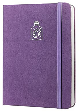 Jourmore Tagebuch mit Punktraster, B6, Hardcover, Samteinband, dickes Papier, 160 Seiten, 160 g/m², gepunktetes Tagebuch, Notizbuch, Violett