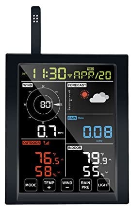ECOWITT Konsole für Wetterstation, WiFi Indoor Buntes LCD Display mit Touch Taste, Zubehör, kann nicht zusammen mit WS90/ WS80/ WS68/ WS69 anderen Außensensoren verwendet werden, ist ein Gateway