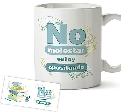 Taza Opositor - Regalos Opositores Aprobado - No molestar, estoy opositando. Regalo Original Motivación para Exámenes Oposiciones - Taza desayuno 350 ml