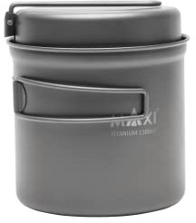 MAXI Pentola in titanio da 1100 ml con coperchio per padella, versatile set di pentole per esterni
