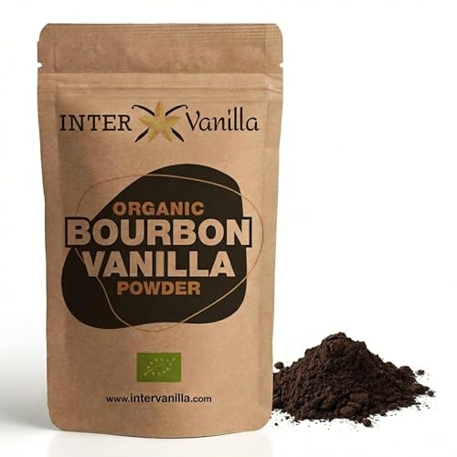 InterVanilla Bio Bourbon Vanillepulver 250g | Vanille Pulver. Vanilla Powder aus Madagaskar. Gemahlene Vanille ohne Zusätze
