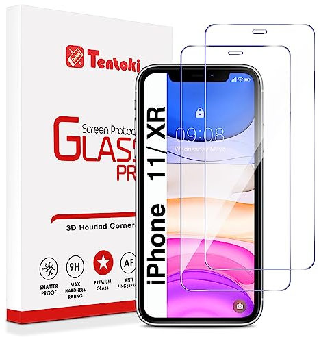 Tentoki 2 Stück, Panzer Schutz Glas für iPhone 11 / iPhone XR Schutzfolie,[kratzfest, 9H Härte] Ultra Transparent Displayschutz