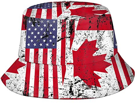 FJQWKLF Retro Canada Flag Canadian Flag Bucket Hat Summer Travel Beach Sun Hat Fisherman Cap for Women Men