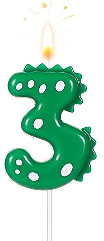 TOYMIS Zahlen Geburtstagskerzen, 7cm Dinosaurier Kerzen Geburtstagskuchenkerzen Dinosaurier Kerzen Geburtstag für Kuchen-Dinosaurier-Kerzen-Themenparty-Dekoration(Nummer 3)