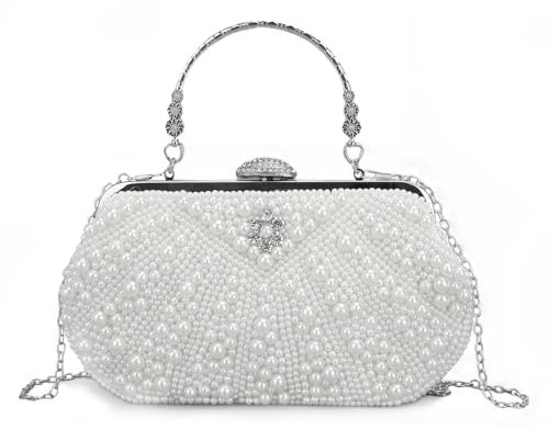 LUI SUI Damen Perle Perlen Clutch Geldbörsen Vintage Kristall Braut Abendtasche für Hochzeit Cocktail Party Prom
