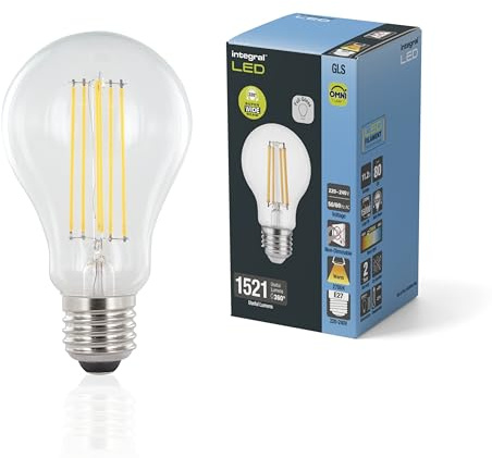Integral LED E27 GLS A60 Omni-Filament Warm 2700K, 1521LM, 11.2W (entspricht 100W) Nicht dimmbare Lampe - 2 Packung - Energieeffizient. Für Schlafzimmer, Flur, Wohnzimmer & mehr