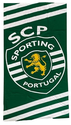 Sporting Portugal Grünes Handtuch mit Wappen, 180 x 90 cm
