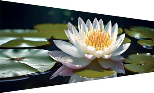 Diamond Painting XXL 300x100 cm, 5D DIY Seerose Diamond Painting Eckige Steine Strass Cross Stickerei Kunst Kits, Diamond Painting Zubehör Set Basteln Erwachsene, Geschenk Diamond Painting Blume P-6