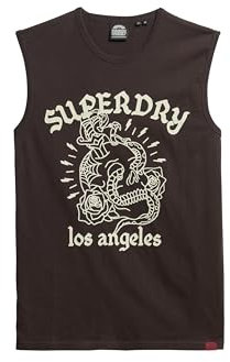 Superdry Herren Tanktop mit Tattoo-Grafik Bison Schwarz XXL