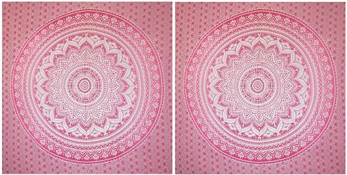 BRICOMIRAS Toalla playa grande antiarena, manta picnic, manta playa mandala, pareo playa grande, mandala pared 100% algodon, mantel/alfombra/pareo (210x230cm, Rosa y Rojo, 2 unidades)