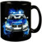 Polizeiauto Tasse in Schwarz Polizeiauto Tasse in Schwarz Einsatzfahrzeug Design mit Blaulicht und Streifenwagen Ideal für Polizei und Notfall Fans