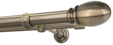 Gardinenstange Vorhangstange 25/19mm 2-läufig Wandmontage Messing Antik 140 cm Eufeme
