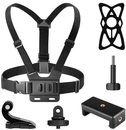 AKASO Chest Mount Harness, Action Cameras And Smartphone Accessories Kit For EK7000, Brave 4 And Other Action Cameras