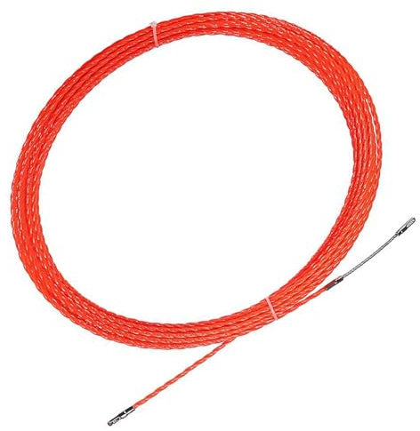 cable flexible 4mm Fiberglass Reel Push Puller, 10M-50M Red Cable Puller, Fish Tape Wire Cable Duct Tool, Telecom Electrical Wall Wire Conduit Tool extension connector (Color : 40M)