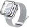 Raradev 3-in-1 Compatible with Apple Watch Metal Straps 40mm with Case & Screen Protector, Dual Magnetic Replacement Band and Protective Cover with 9H Tempered Glass for iWatch SE Series 6/5/4, Silver