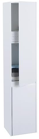 Mendler Hängeschrank HWC-L86AM, Badschrank Highboard Hochschrank, FSC® Melamin 2 Türen 3 Fächer 160x33cm - weiß