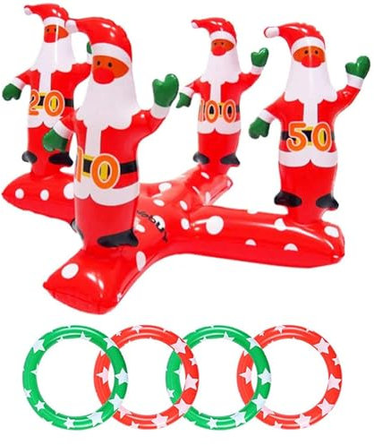 MORAINJAY Christmas Ring Toss Game Inflatable Nutcracker Rings Toss Toys Diffierent Scores Set for Kids,Adults,Xmas Party Toss Games Target Toy Christmas Stocking Filler Games for Party Favors