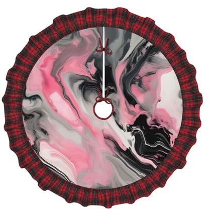 Rosa abstrakte Tinte Marmor Grau künstlerischer Weihnachtsbaumrock Plaid Weihnachtsbaum Rock verziert Weihnachtsbaum Matte Weihnachten Party