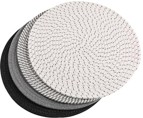 VINTORKY 4pcs Cotton Rope Placemat Round Seagrass Table Mats Outdoor Placemats Coasters Soft Texture Braided Mat Pot Holder Hot Pot Holder Table Coasters