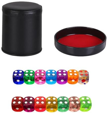 1 Leather Velvet Lidded Dice Cup And 10 Colorful Dices, Board Game Accessories, Party Interactive Games, Throwing Toys