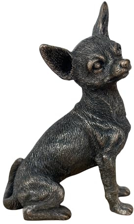 Animal Crackers Sitting Chihuahua figurine sculpted in solid cold cast bronze, home decoration or dog lover gift or collectable, gift boxed