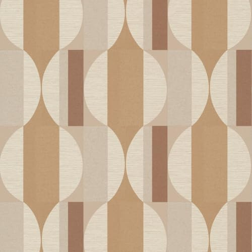 Grandeco Boutique Fuma Retro Geometric Embossed Wallpaper, Orange