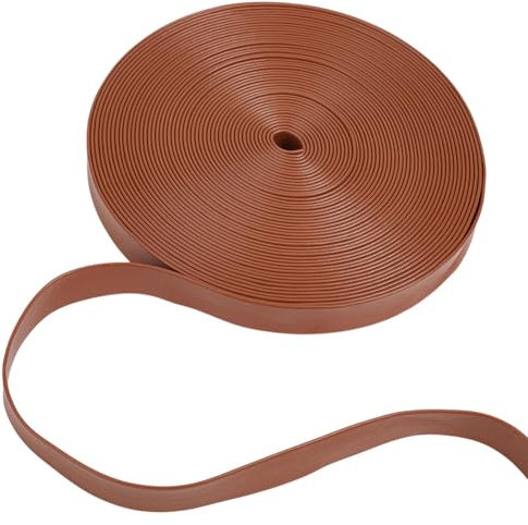 GOMAKERER 10m Garniture en Similicuir Repliable, Sangle en Cuir Marron Pliable 1.5cm Large Cordon Plat en Cuir PU Bandes de Similicuir Ruban de Garniture pour la Fabrication de Bricolage