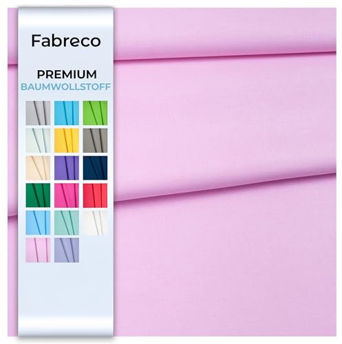 Fabreco - 100% Premium Baumwollstoff Meterware Uni 2 M x 160 cm | 220 g/lfm – Weich, langlebig & hautfreundlich | Stoffe Zum Nähen & Dekoration | Fabric | rosa