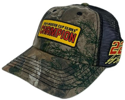 Checkered Flag Sports Joey Logano NASCAR TrueTimber Camo 2024 Championship Patch Mesh Snapback Hat, Braun, Einheitsgr��e