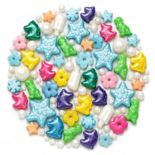 Edible Sprinkles 100g | Edible Sprinkles for Cake Decorating, Cookies & Cupcakes | Edible Mother's Day Heart Sprinkles for Wedding, Birthday & Dessert Toppers (Dianosaur sprinkles)