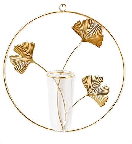 Wandvase mit Metallblattrahmen, geometrisches Reagenzglas, Hydrokultur-Terrarium