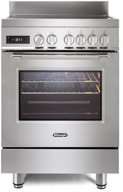 De'Longhi PRO 66 MXL IN Cucina A Induzione, 60 Cm, Forno Elettrico Multifunzione, 4 Zone, 1 Bridge, Linea Professional, Easy Steam, Termonventilata 3D, Idroclean, Colore Inox, Classe Energetica A