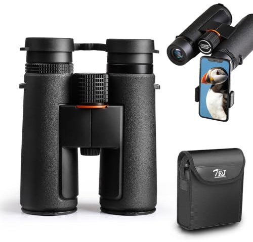 TRV 10x42 Binoculars for Adults, High Powered HD Binoculars for Bird Watching, Outdoor Waterproof Fogproof Binoculars for Hiking, Travel & Wildlife Viewing, with Phone Adapter