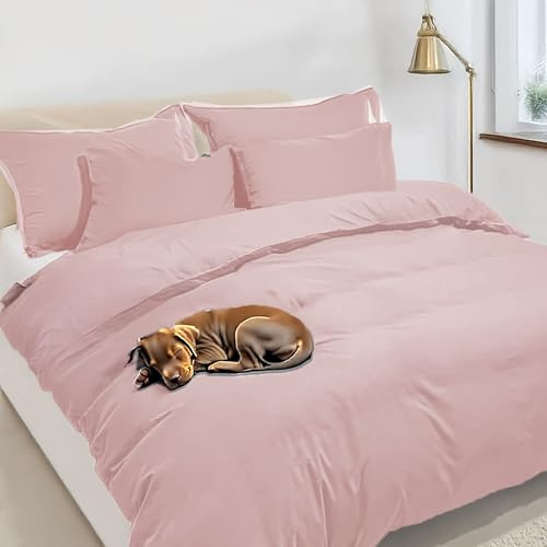 Home Tresor - Set Copripiumino Matrimoniale 100% Cotone - Parure Copri Piumino 250x200 e 2 Federe 52x82 cm - Sacco Piumone Letto Due Piazze Certificato Oeko-Tex Fresco Traspirante Tinta Unita, Rosa