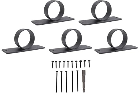 Buachois Ring Rope Support Holder mit Schraube, Edelstahl Halterung für Hanfseil Geländer Zaun, dekorative Seilhalterung für Terrasse Garten Deck, schwarz, 2 Zoll