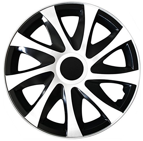 (Größe wählbar) 13 Zoll Radkappen/Radzierblenden DRA Bicolor (Schwarz-Weiss) passend für Fast alle Fahrzeugtypen – universal