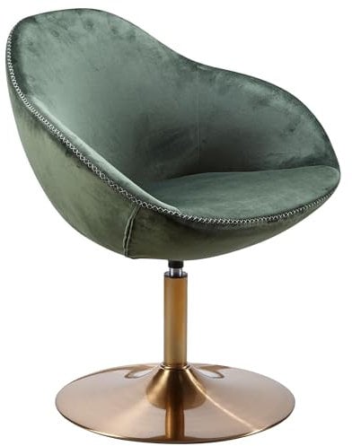 Wohnling Loungesessel SIRAN Samt Grün/Gold 70x79x70 cm Design Drehstuhl, Clubsessel Polsterstuhl mit Armlehne, Drehsessel Cocktailsessel Lounge, Barsessel Besucherstuhl, Sessel mit Stoffbezug