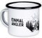 MUGSY Emaille Tasse, Angler Design mit Spruch & Fisch-Motiv, 300ml, Outdoor & Camping Ausrüstung