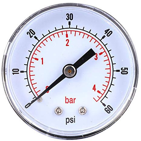 Manomètre en Acier Inoxydable Jauge de Pression Cadran 50 mm 1/8 BSPT Montage Arrière Pour Air Eau Gaz(0-60PSI 0-4Bar)