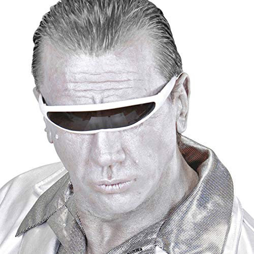 NET TOYS Futuristische Cyber-Brille Roboter - Weiß-Schwarz - Außergewöhnliches Unisex-Kostüm-Zubehör Space Sonnenbrille Cyborg - Bestens geeignet für Kostümfest & Mottoparty
