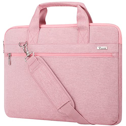 Voova Laptop Bag 17 17.3 Inch for women ladies& Girls, Waterproof Large Computer Case Sleeve for 17-18 Inch HP LG Dell Lenovo Asus Laptop, Slim Briefcase Messenger Bag with Shoulder Strap, Pink