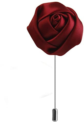 SEWACC Hochzeit Boutonniere Mens Revers Pins Handgemachte Rose Revers Pin Brosche Für Hochzeits- Prom Party (Wein Rot)