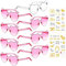 Partybrille Herz Sonnenbrille,8 Bride to Be Herz Sonnenbrille und 2 Team Bride Tattoo Aufkleber,Party Sonnenbrille Team Bride,Hippie Herzförmige Brille,JGA Partybrillen und JGA Deko Accessoires