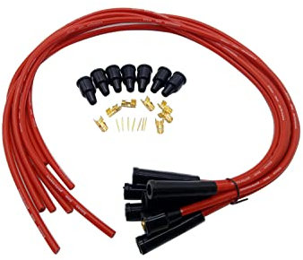 1 Set SHLPDFM Sparkplug leads Red Silicone 8mm 1m HT Leads Universal fits for 6 Cylinder Classic Cars