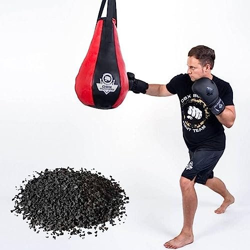 DBX Bushido Boxbirne Hängend mit Gummigranulat 30 kg - Boxsack Punchingball Erwachsene - Schwarz und Rot Boxing Bag - Boxball - Boxing Equipment
