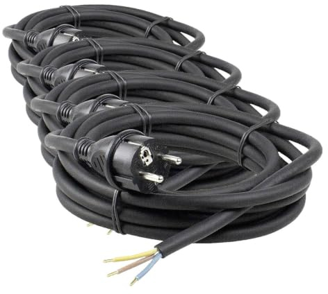 Schwabe Cordon d'alimentation en Caoutchouc 3 m Fiche 2PT+T Câble d'alimentation avec Embouts Chantiers et Industrie IP44 Noir I 60376 (Lot de 4)