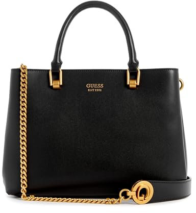 GUESS Damen Masie Girlfriend Satchel Schulranzen, Griffe Oben, Schwarz